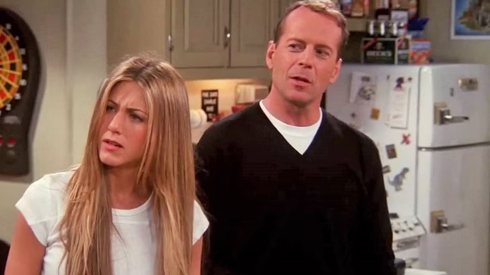 Jennifer Aniston and Bruce Willis in Friends (Image via Warner Bros.)